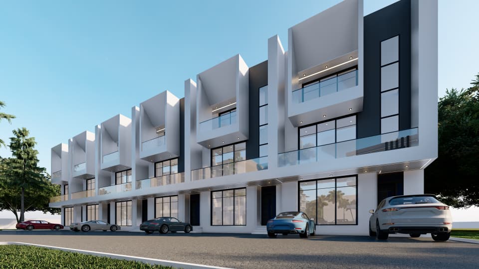 The Glassboro — townhouse row, front view